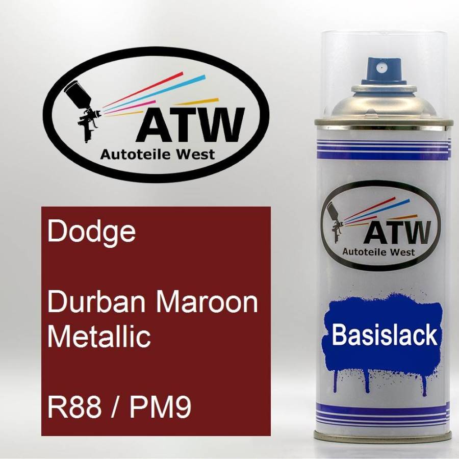 Dodge, Durban Maroon Metallic, R88 / PM9: 400ml Sprühdose, von ATW Autoteile West.